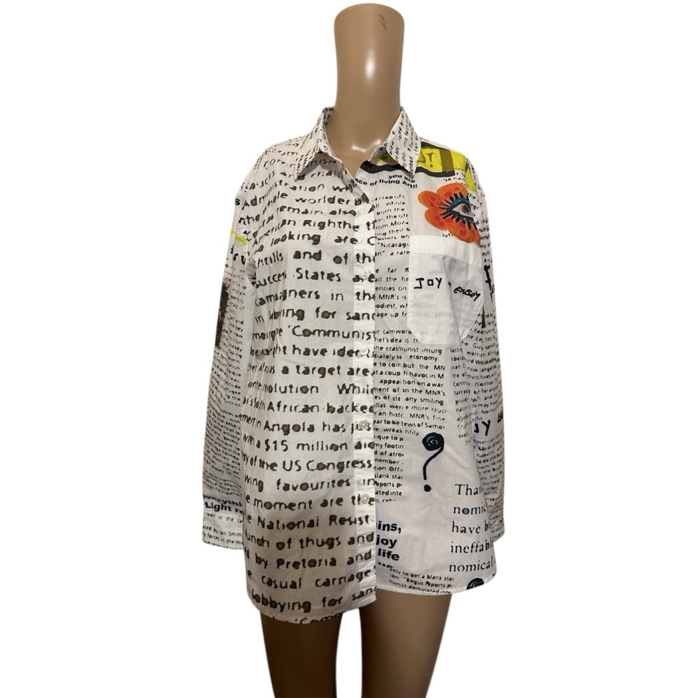Desigual Multicolor Text Print Button Down Shirt